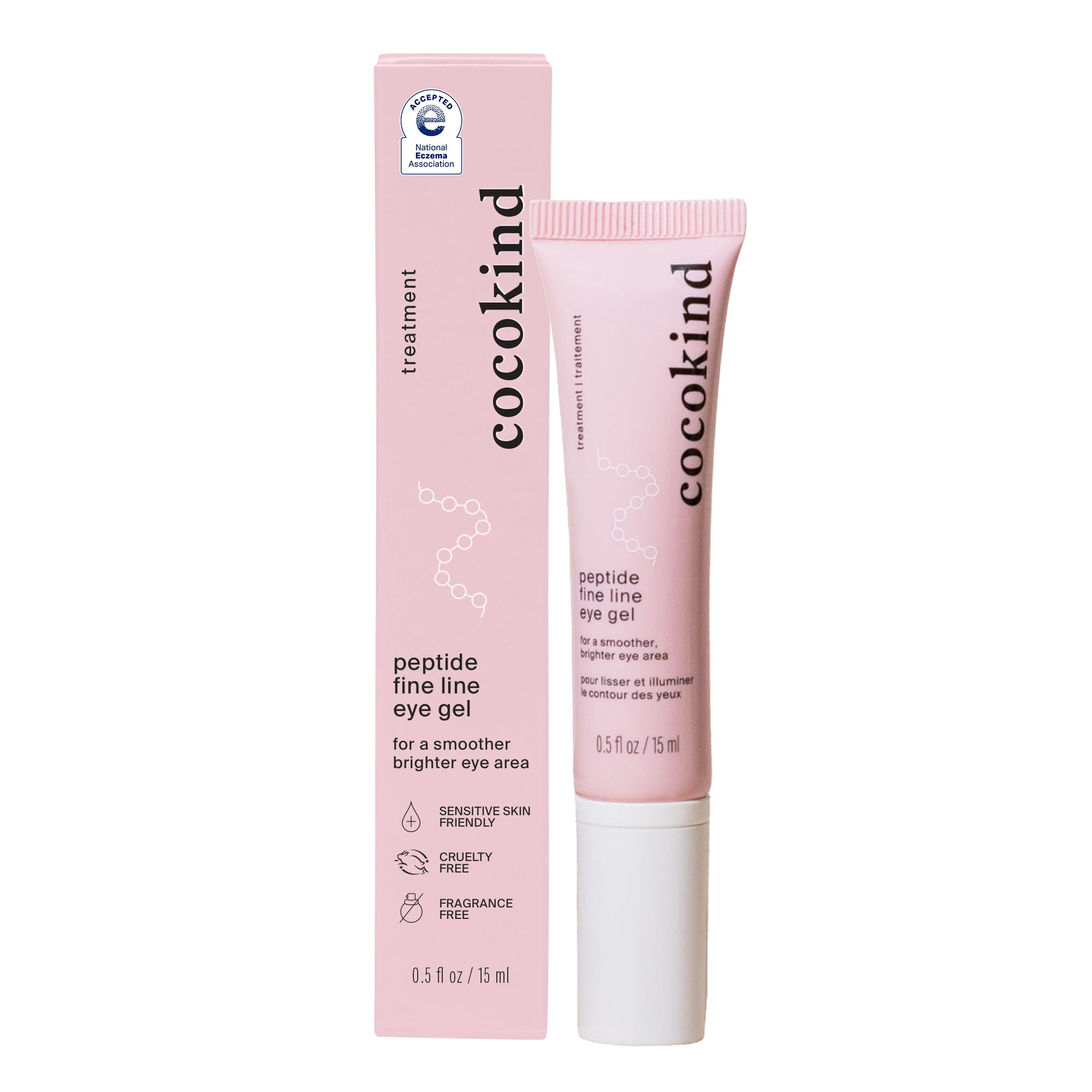Cocokind Peptide Eye Gel, Lightweight and Hydrating Fine Line Treatment to Reduce Wrinkles, Made for Sensitive Skin, Fragrance Free, Cruelty Free, Vegan, .5oz