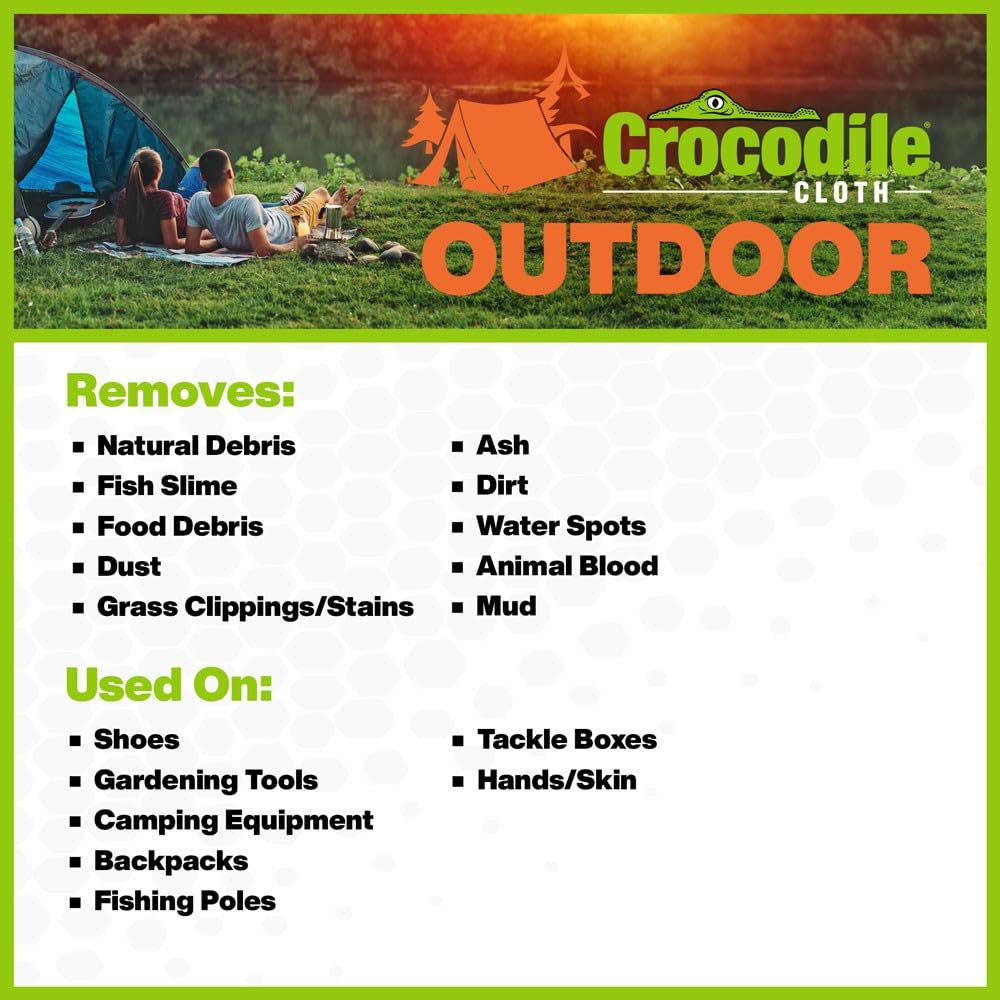 Crocodile Cloth Outdoor Plant-Based Skin Safe Cleaning Wipes, 80 Count