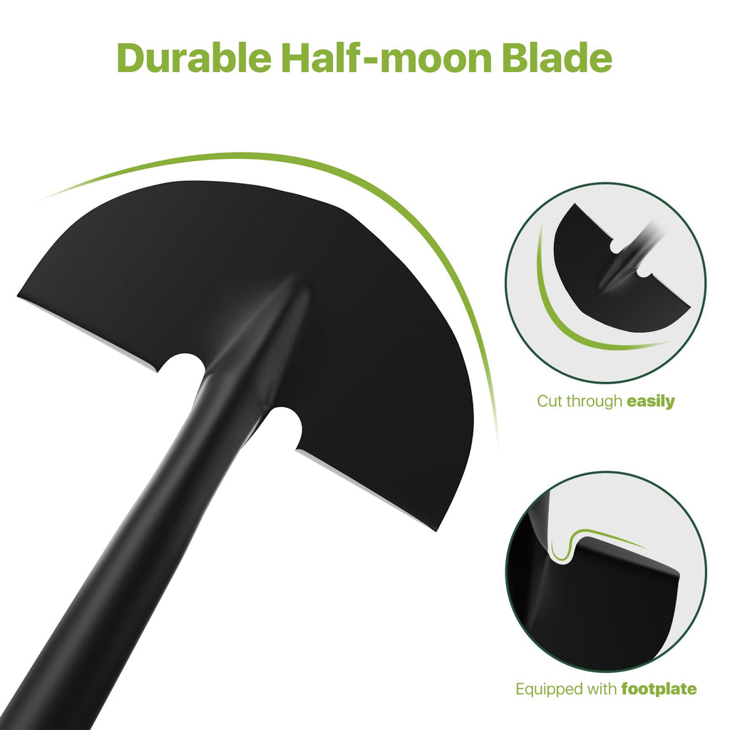 MANXRKUI Edger Lawn Tool, Manual Half Moon Edger for Garden Border, Hand Lawn Edging Tool with D-Grip, 41-inch Long Handle Lawn Edger for Grass, Sidewalk, Yard