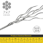 1/16 Wire Rope, 600FT 304 Stainless Steel Cable with 200Pcs Crimp Sleeves, Aircraft Grade, 7x7 Strand, 368lbs Breaking Strength, for Garden Trellis, Clothesline, Railing,Trellis