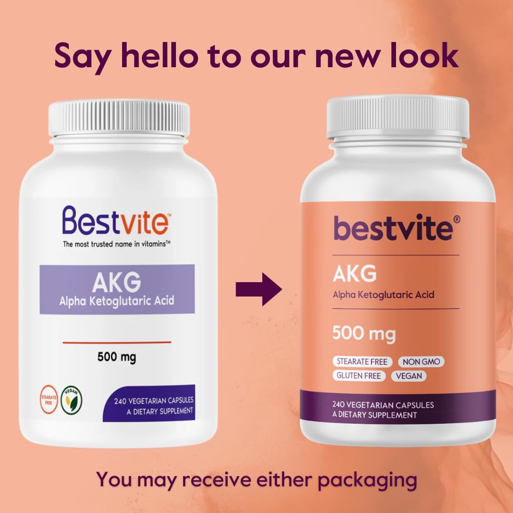 BESTVITE AKG (Alpha Ketoglutaric Acid) 1000mg per Serving (240 Veg Caps)