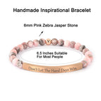 Inspirational Bracelets for Women,18K Gold Plated Christian Bible Verse Faith Jewelry, Religious Jesus Prayer Gift for Mom, Sister, Friend (DON'T LET THE HARD DAYS WIN-Pink Zebra Jasper-Rose Gold)