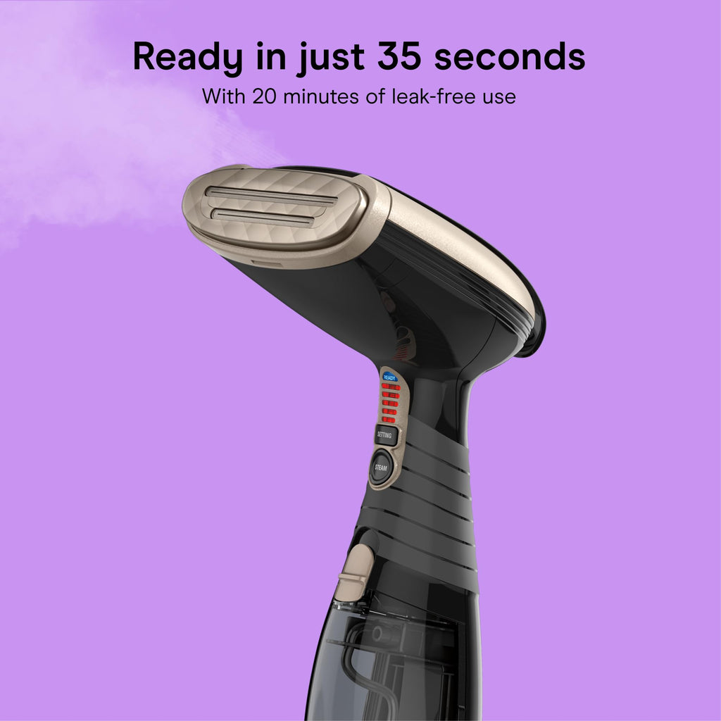 Conair Handheld Steamer for Clothes & Upholstery, 3 Attachments, Black