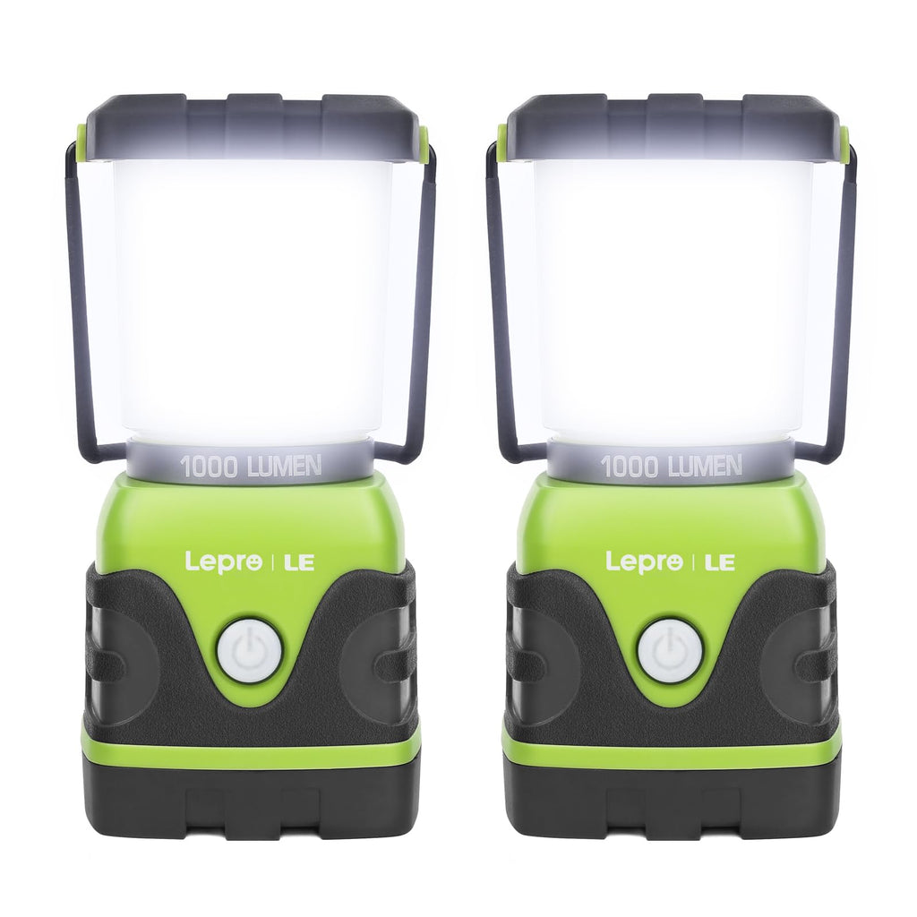 LE 1000LM Battery Powered LED Camping Lantern, Waterproof Tent Light with 4 Light Modes, Camping Essentials, Portable Lantern Flashlight for Camping, Emergency Light, Power Outages, Not Rechargeable