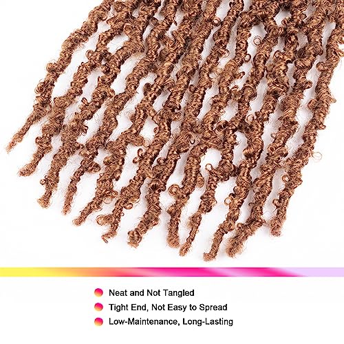 GUOHUI Super Light Butterfly Locs Crochet Hair 12 Inch 6 Packs Pre-Looped Soft Distressed Faux Locs Braids for Women Kids (12 Inch,30#)
