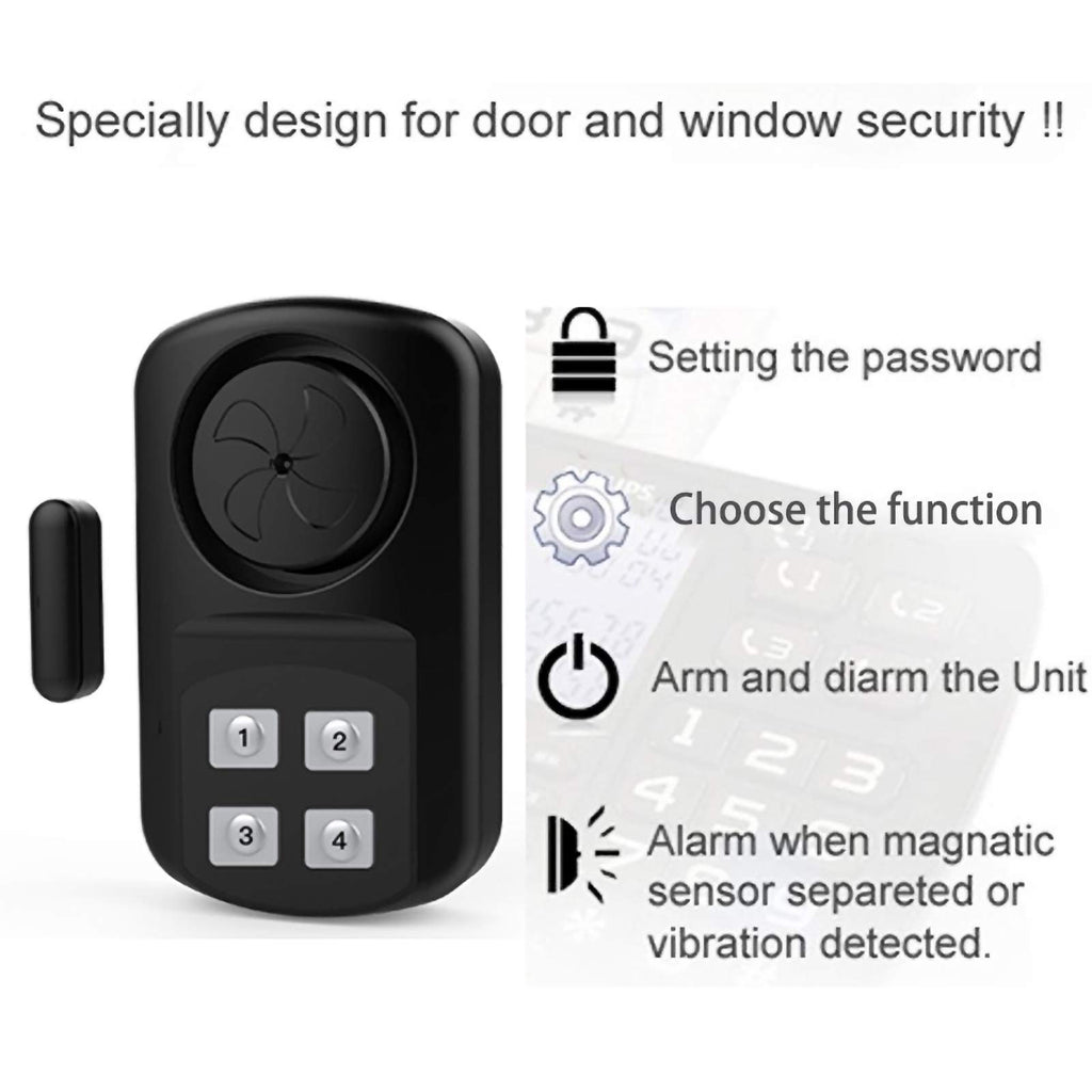 HENDUN Outdoor Door Alarm with Remote Keypad, Waterproof IP67,Inground Pool Safety Alarm,Gate Open Sensor, 140 dB Super Loud, Prying Door Entrance Alert (1 Pack)