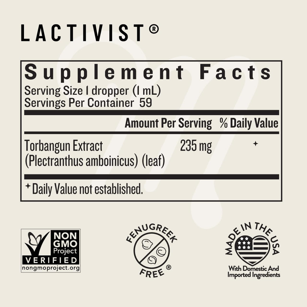 Legendairy Milk Lactivist Drops, Breastfeeding Supplement to Increase Breast Milk Supply, Organic Torbangun for Lactation, Made in USA, Alcohol Free, 4 Fl Oz