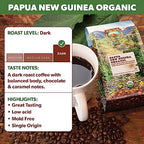 Java Planet Organic, Papua New Guinea Single Origin Dark Roast, Smooth Full Flavored Organic Coffee Beans, Low Acid, Whole Bean Coffee Two 1LB Bags