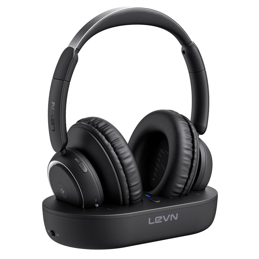LEVN Wireless Headphones for TV Watching, TV Headphones Wireless for Seniors with Transmitter Charging Base, Hearing-impaired, No Audio Delay Blutooth 5.2, Plug and Play, Gifts for Elderly