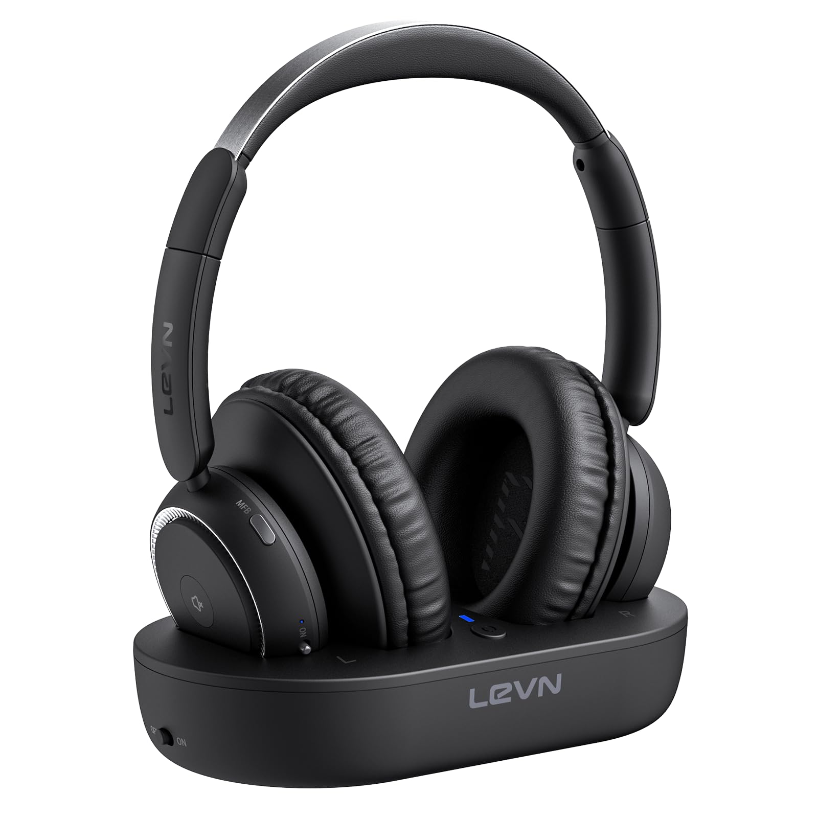 LEVN Wireless Headphones for TV Watching, TV Headphones Wireless for Seniors with Transmitter Charging Base, Hearing-impaired, No Audio Delay Blutooth 5.2, Plug and Play, Gifts for Elderly