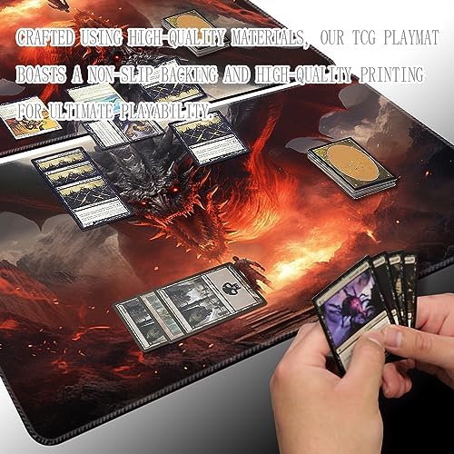 MTG Playmat - Non-Slip Backing Printing, Ideal for Card Game Enthusiasts TCG Playmat (Dragon Roar-No Deck)