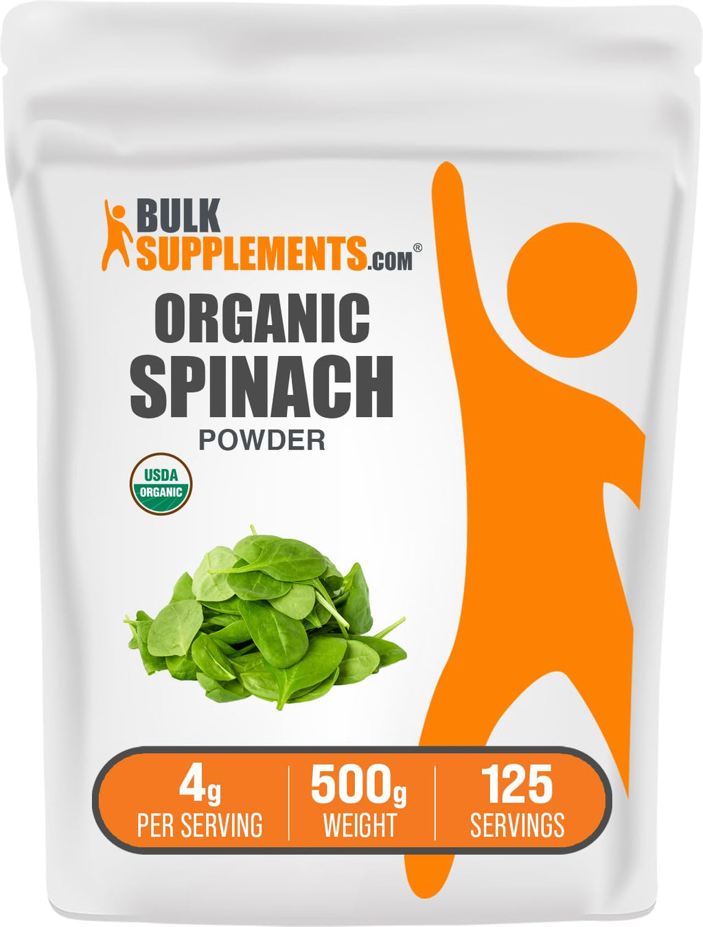 BulkSupplements.com Organic Spinach Powder - Herbal Supplement, Spinach Powder Organic - Green Superfood, Vegan & Gluten Free - 4g per Serving, 500g (1.1 lbs) (Pack of 1)