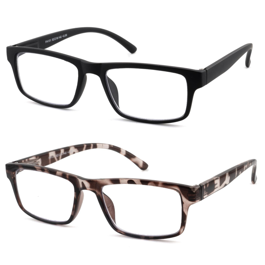 FEIVSN High Magnification Reading Glasses for Men Women with Strong Power TR Readers 4.0 4.50 5.0 5.50 6.0 6.50 7.0 8.0, Black + Tortoiseshell, 8.00