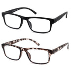 FEIVSN High Magnification Reading Glasses for Men Women with Strong Power TR Readers 4.0 4.50 5.0 5.50 6.0 6.50 7.0 8.0, Black + Tortoiseshell, 8.00