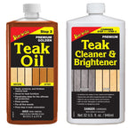 STAR BRITE Premium Golden Teak Oil - Sealer, Preserver & Finish for Outdoor Teak & Other Fine Woods - Step 3-16 OZ (085116PW) & One Step Teak Cleaner & Brightener - 32 OZ (094932), White