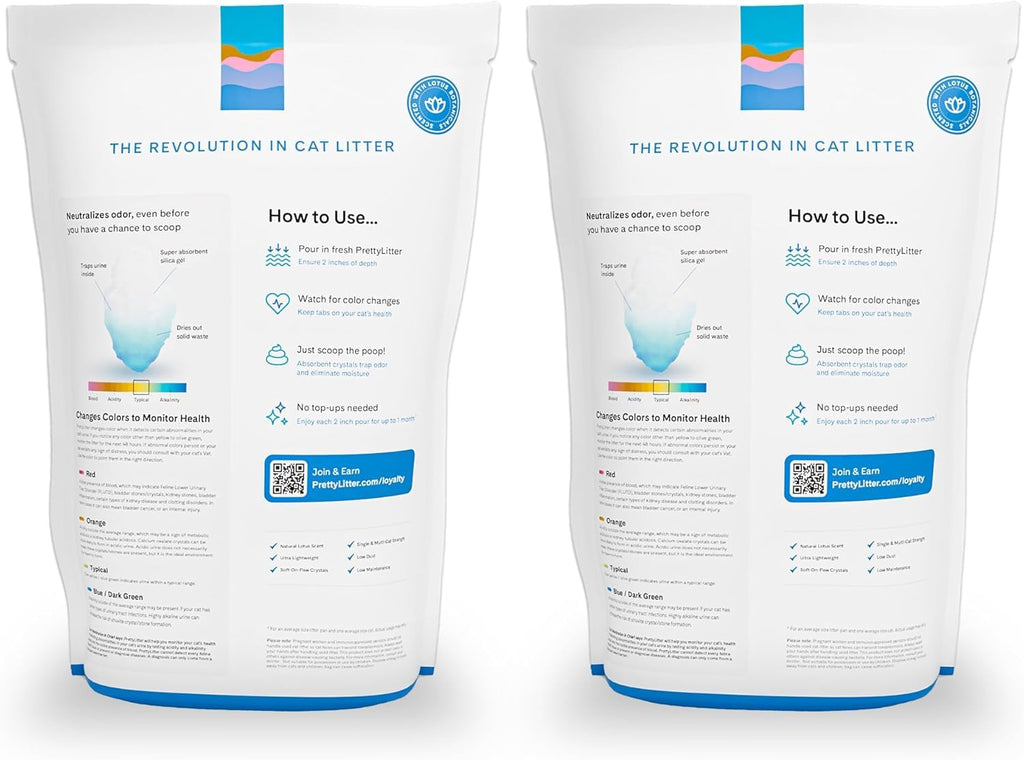 PrettyLitter Health Monitoring Cat Litter, Lotus Flower, 2-Pack, 6 lb. Bags