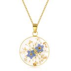 Forget-Me-Not and Queen Anne's Lace Pressed Wildflower Necklace | Gold Pressed Flower Necklace | Personalized Handmade Necklaces for Women | Forget-Me-Not Jewelry | Alaska State Flower Jewelry | 18”