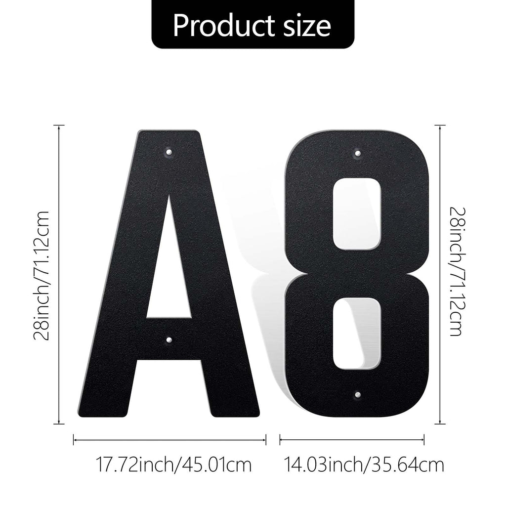 28 Inch Black Aluminum Letters, Floating House Address Numbers for Outside, Modern Metal Door Numbers Letters, Metal House Address Letter and Number for Home Office Apartment (P)