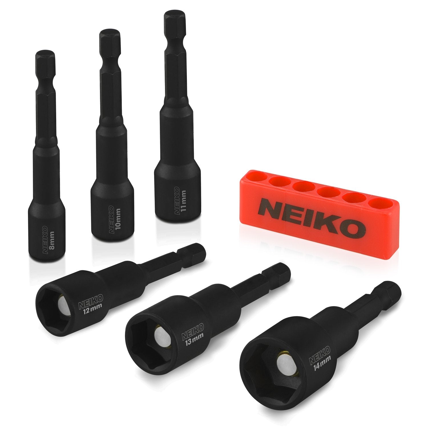 Neiko 10191A Impact Ready Magnetic Nut Driver | 6 Piece | MM | 8 to 14 mm | 2-9/16” Length | Cr-V, metric, Master Kit