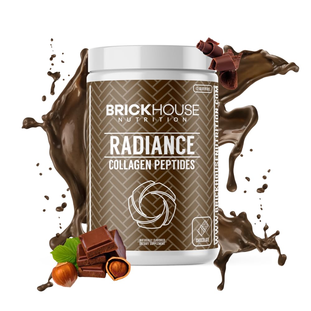 BRICKHOUSE NUTRITION Radiance: Collagen Peptides Powder for Skin & Hair Growth | Anti-Aging Collagen Supplements with Hyaluronic Acid - Chocolate