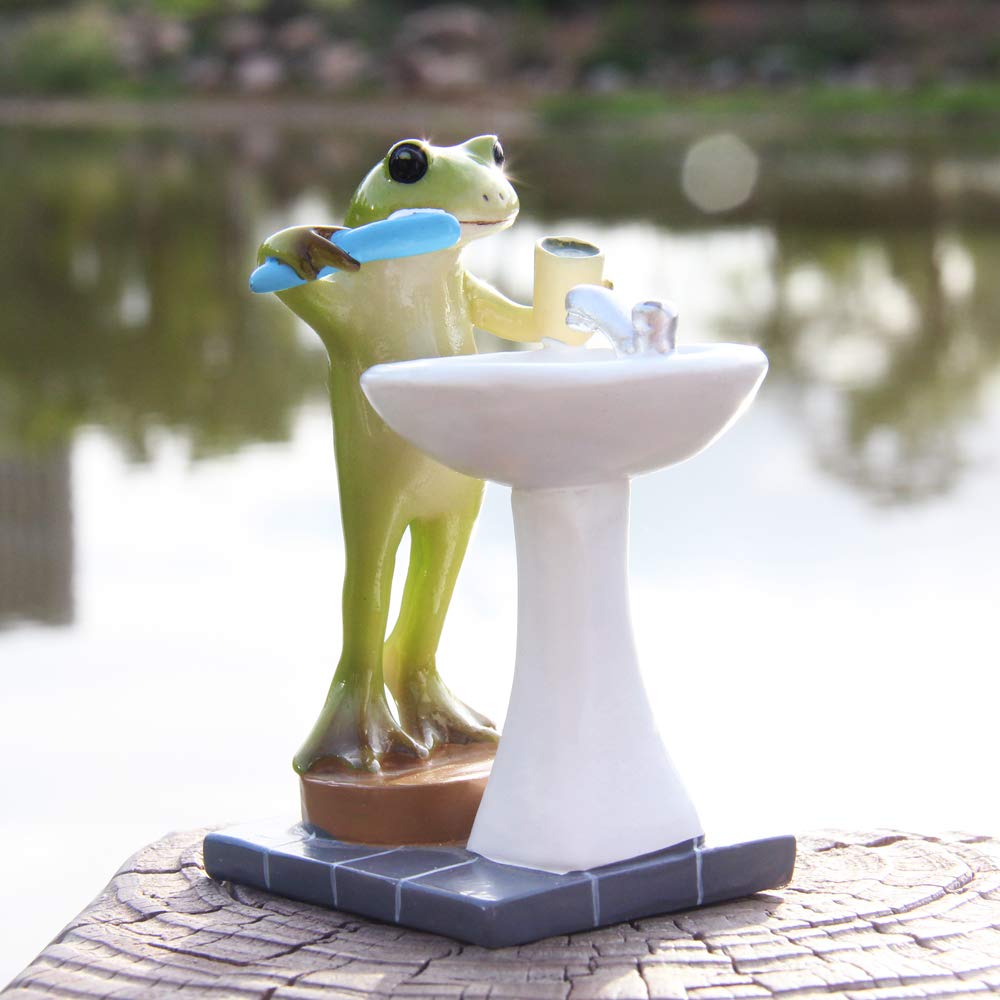 Miniature Frog Garden Statue Outdoor Fairy Animal Figurine for Bathroom