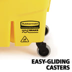 Rubbermaid Commercial Products WaveBrake 35 QT Down-Press Mop Bucket and Wringer Combo on Wheels, Yellow, for Professional/Industrial Heavy-Duty Floor Cleaning
