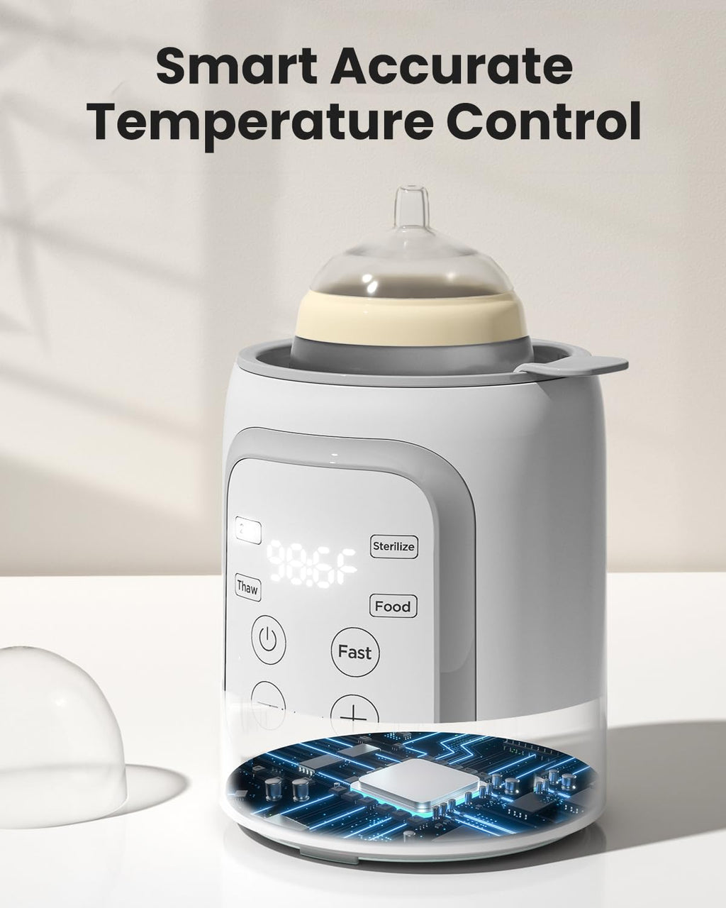 Grownsy 8-in-1 OG Fast Bottle Warmer with Timer, Gray