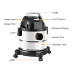 Amazon Basics Wet Dry Shop Vacuum Cleaner, 4 Gallon, 3 HP Stainless Steel, Grey/Black