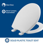 Mayfair Caswell Modern Slow Close Toilet Seat, Durable Plastic Seat, Made in USA, Round, White