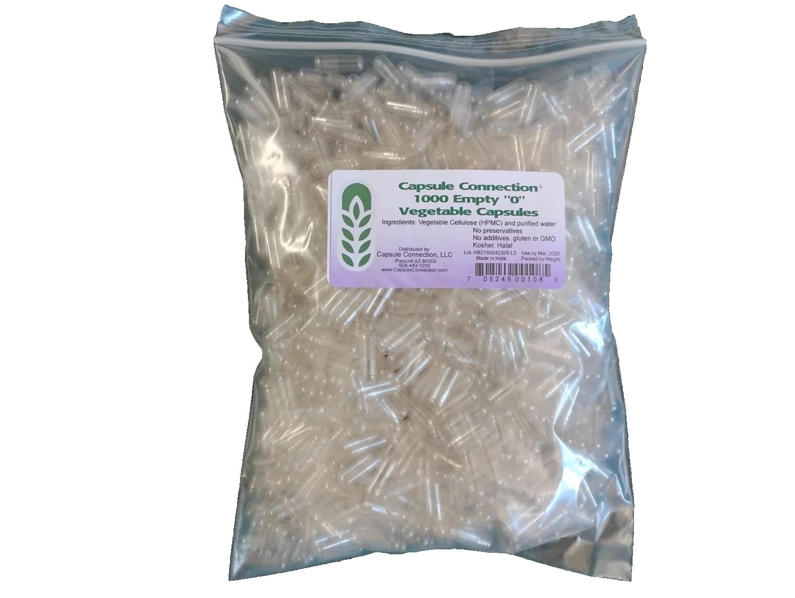 Capsule Connection Bulk Wholesale Empty Vegetable Capsules,0" Size Vegan & Vegetarian, … (1000) resealable Bag