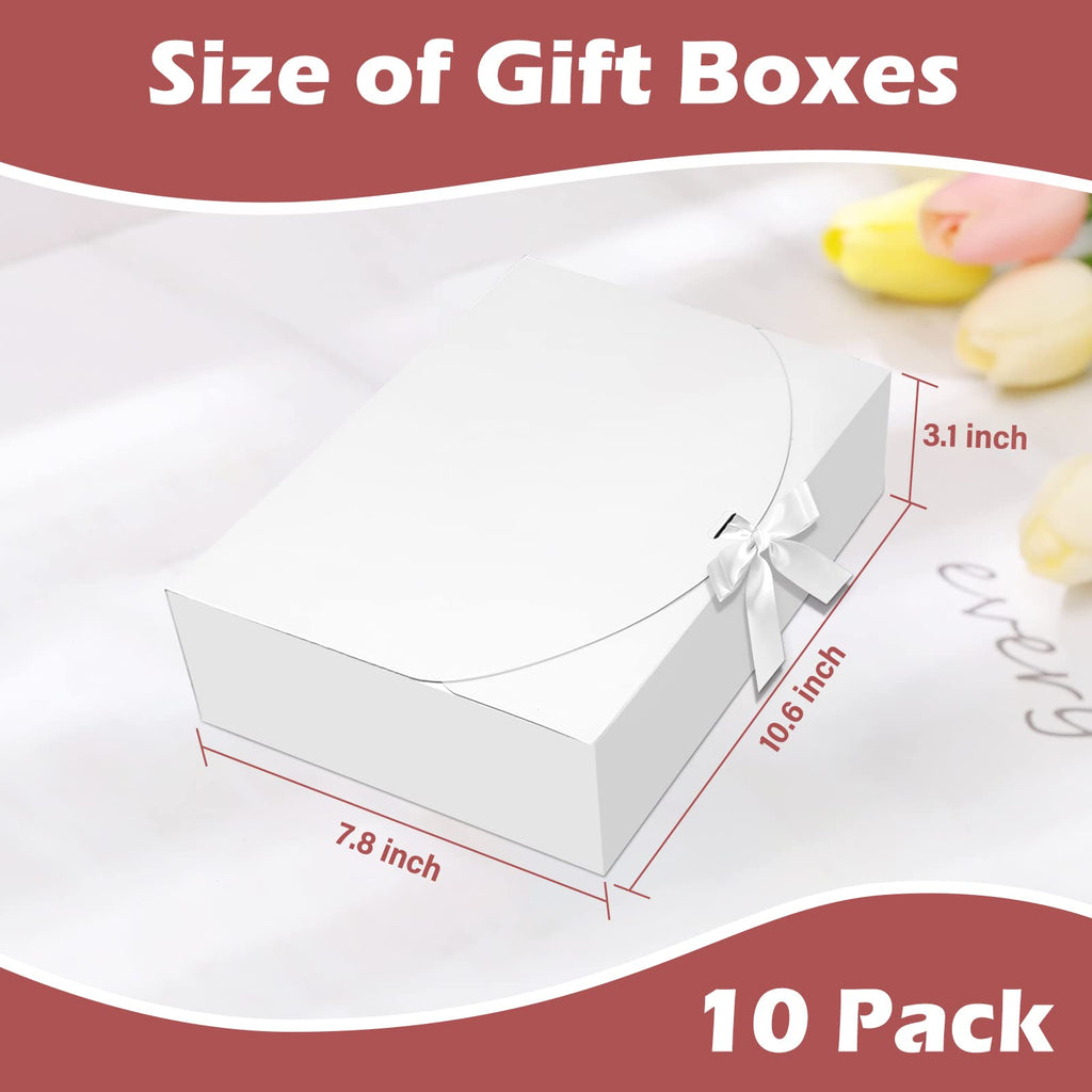 BoShahai 10 PCS White Gift Boxes with Lids 10.6x7.8x3.1 Inch Proposal box