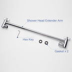 OFFO Shower Head Extension Arm, 16 in Shower Extension Arm with Locking Nut, Adjustable Shower Arm Extender, G1/2 Connector for Fixed Shower Head & Handheld Showerhead, Chrome