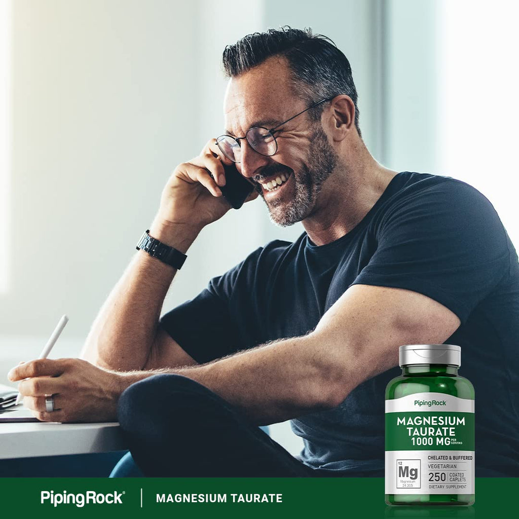 Piping Rock Magnesium Taurate | 1000mg | 250 Caplets | Chelated and Buffered | Vegetarian, Non-GMO, Gluten Free Supplement