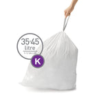 simplehuman Code K 60 Count Custom Fit Liners, Drawstring Kitchen Trash Bags, One-by-One Mess-Free Dispense, Extra Thick & Double Seamed, 50% PCR Plastic, 30-45 Liter / 8-12 Gallon, White
