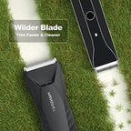 MANSPOT Manscape Body & Pubic Hair Trimmer for Men, Electric Groin Hair Trimmer, Replaceable Ceramic Blade Heads,Waterproof for Wet/Dry Use,Standing Recharge Dock,90 Minutes Shaving(Black)