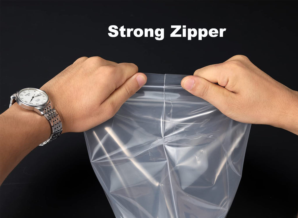 Foopama 12" x 18" Large Thick 5 Mil Clear Zip Poly Lock Plastic Bags Seal Reclosable Zip Bag Heavy-Duty Clothing T-Shirt Pants Toys Zipper Storage Bags -20 Pack