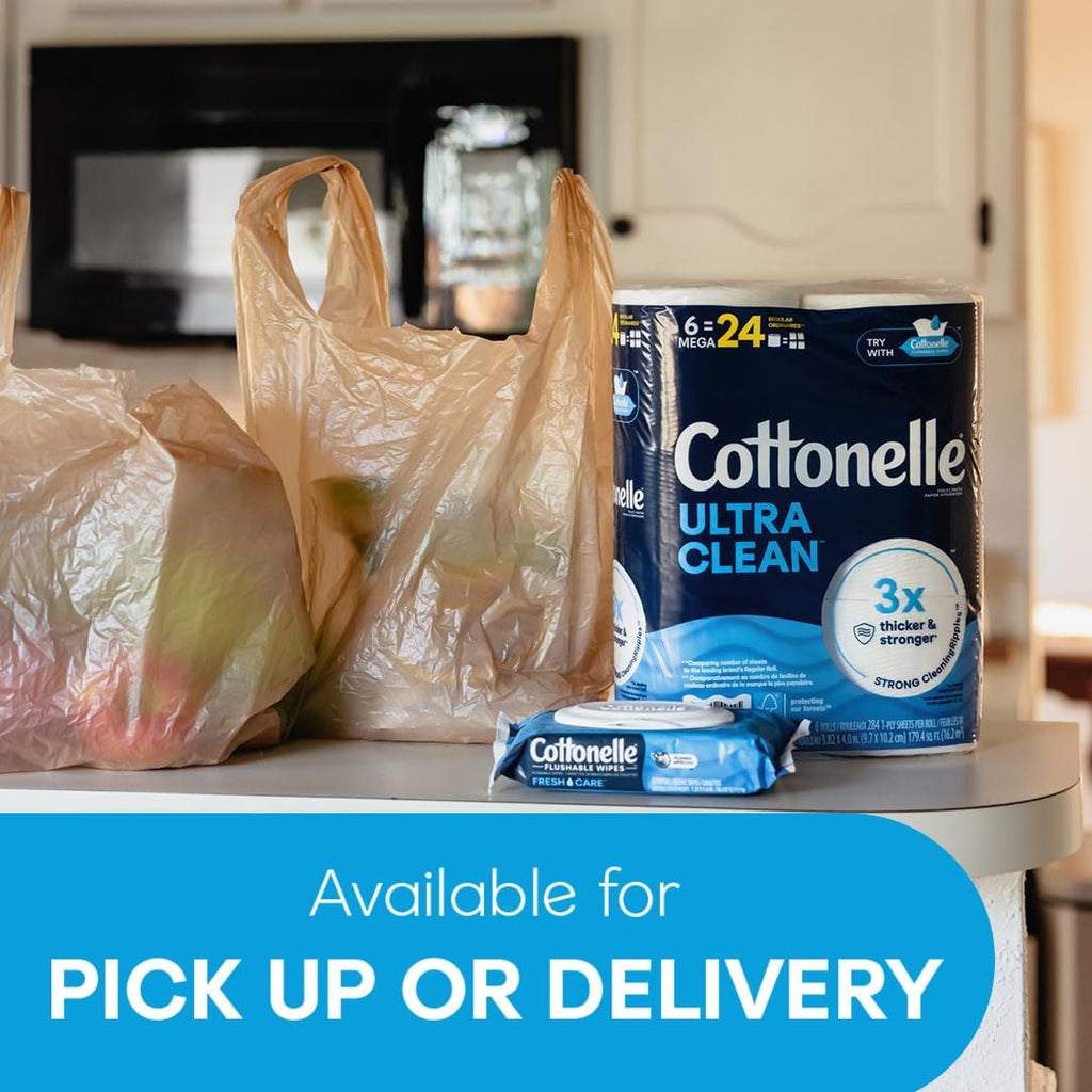 Cottonelle Ultra Clean Toilet Paper with Active CleaningRipples Texture, Strong Bath Tissue, 12 Family Mega Rolls = 66 Regular Rolls
