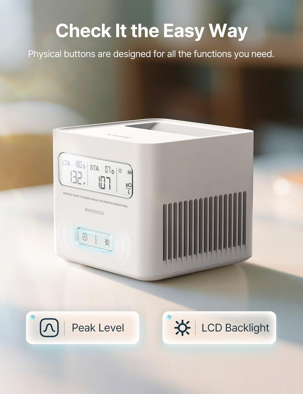 X-Sense Radon Detector for Basement, Zero Lab Fees, XR0A-SR, White