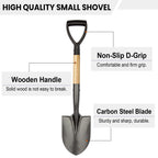 VNIMTI Shovel for Digging, Round Small Shovel with Wooden D-Handle, Metal Garden Shovel for Gardening, 28 Inches