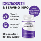 (2 Pack) Memotril Capsules - Official Memo Tril Advanced Brain Health Supplement Support Pills, All Natural Formula Memotril Vitamins For Overall Health & Wellness Reviews, 120 Capsules For 2 Months