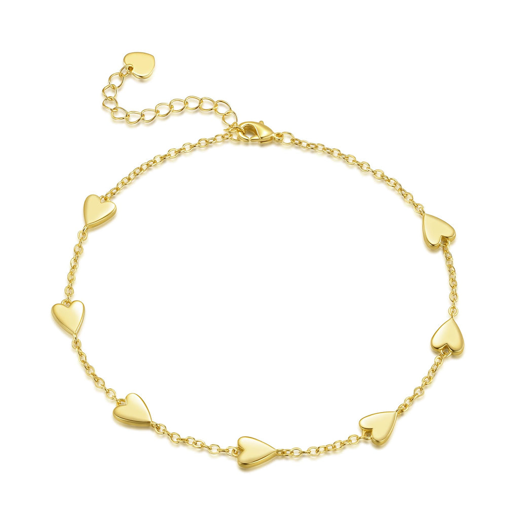 EYUMOI 14K Gold Anklets for Women Heart Ankle Bracelets for Women