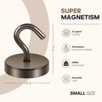 Neosmuk Magnetic Hooks Steel Tube Design for Cruise,130lb+ Grey,6 Pack