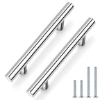 Probrico 5 Pack| Chrome Cabinet Pulls 4" Hole Centers, Polished Chrome Cabinet Hardware Stainless Steel Kitchen Cabinet Handles Dresser Pulls T Bar Style
