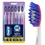 Oral-B 3D White Deep Stain Remover toothbrushes, 6 Count Toothbrush Soft, Removes 90% of Surface Stains, whitens Teeth, deep Reach, removes Plaque and Stains Tooth Brush