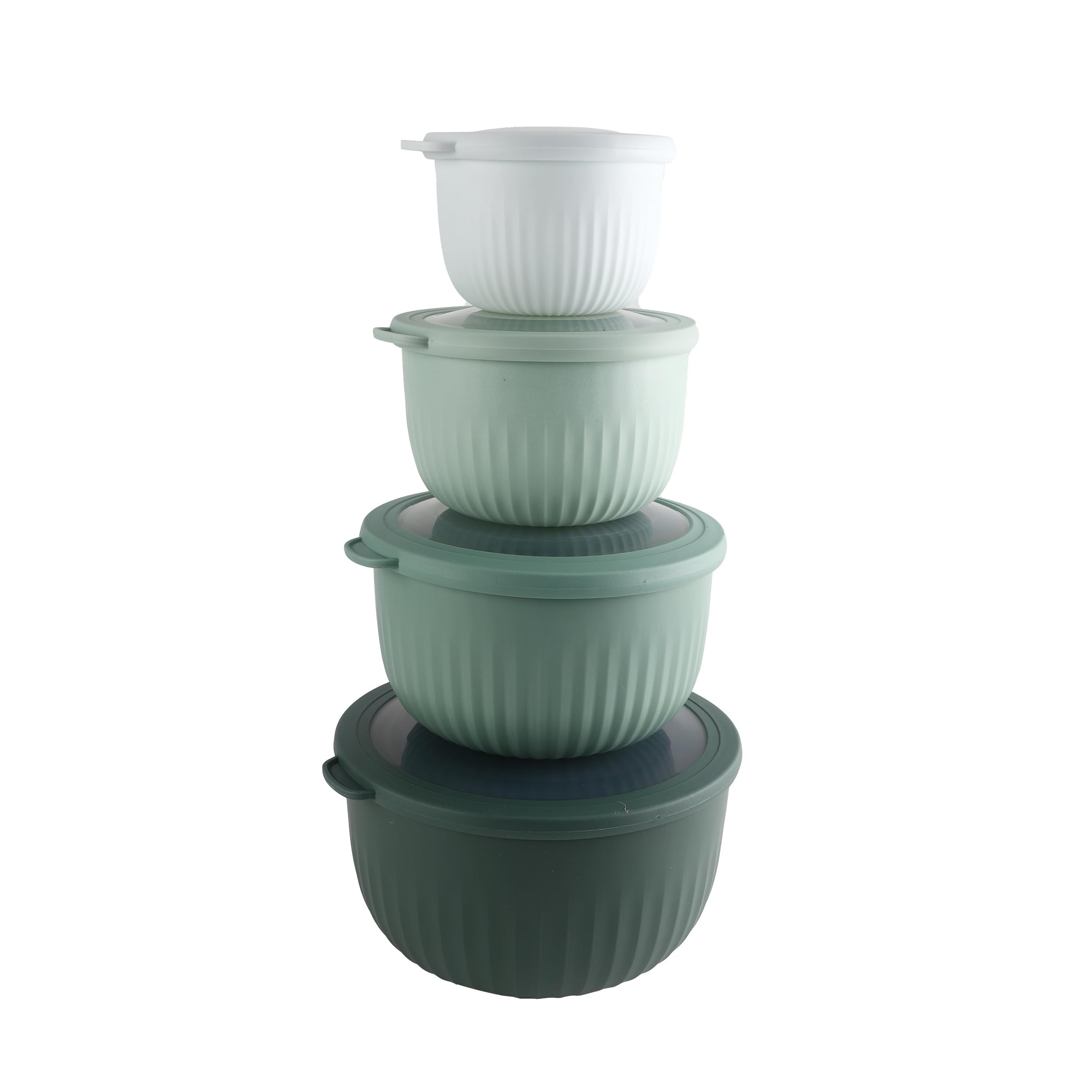 COOK WITH COLOR Prep Bowls with Lids- Wide and Deep Nesting Plastic Small Mixing Bowl Set with Lids, 8 Piece Set - Deep Bowls, Sage