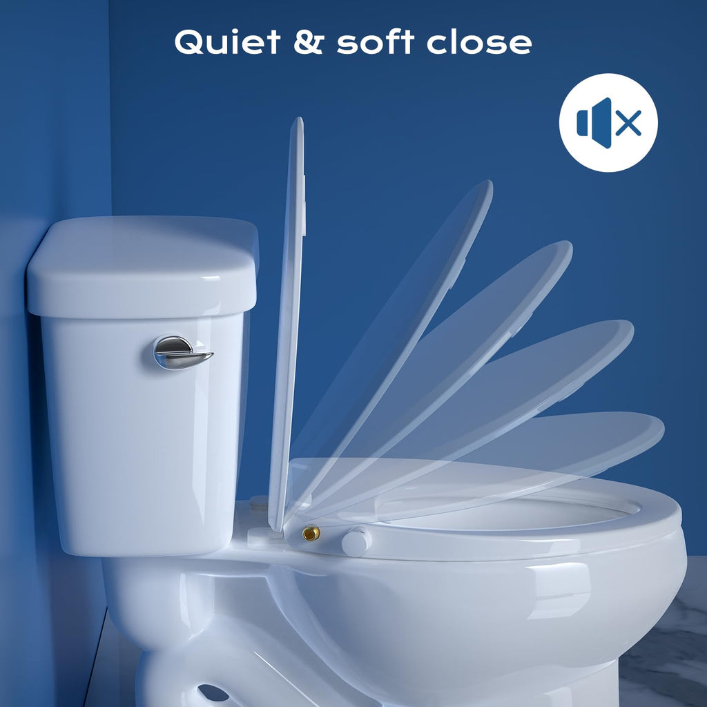 Clirass Elongated Bidet Toilet Seat with Quiet-Close, Non-Electric Bidet Mode with Dual Nozzles, Fit Elongated Toilet Seat, Adjustable Water Pressure with Brass inlet (Elongated)