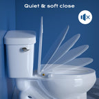 Clirass Elongated Bidet Toilet Seat with Quiet-Close, Non-Electric Bidet Mode with Dual Nozzles, Fit Elongated Toilet Seat, Adjustable Water Pressure with Brass inlet (Elongated)