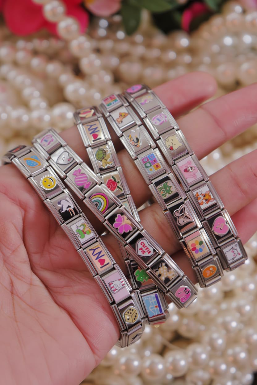 2CUTECHARMZ Complete Italian Charm Bracelets, Multiple Styles (Rebel)