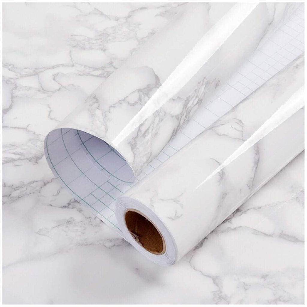 practicalWs Marble Paper Granite Gray/White Roll Kitchen Countertop Cabinet Furniture is Renovated Thick PVC Easy to Remove Without Leaving Glue Upgrade 17.71" x 196.8"