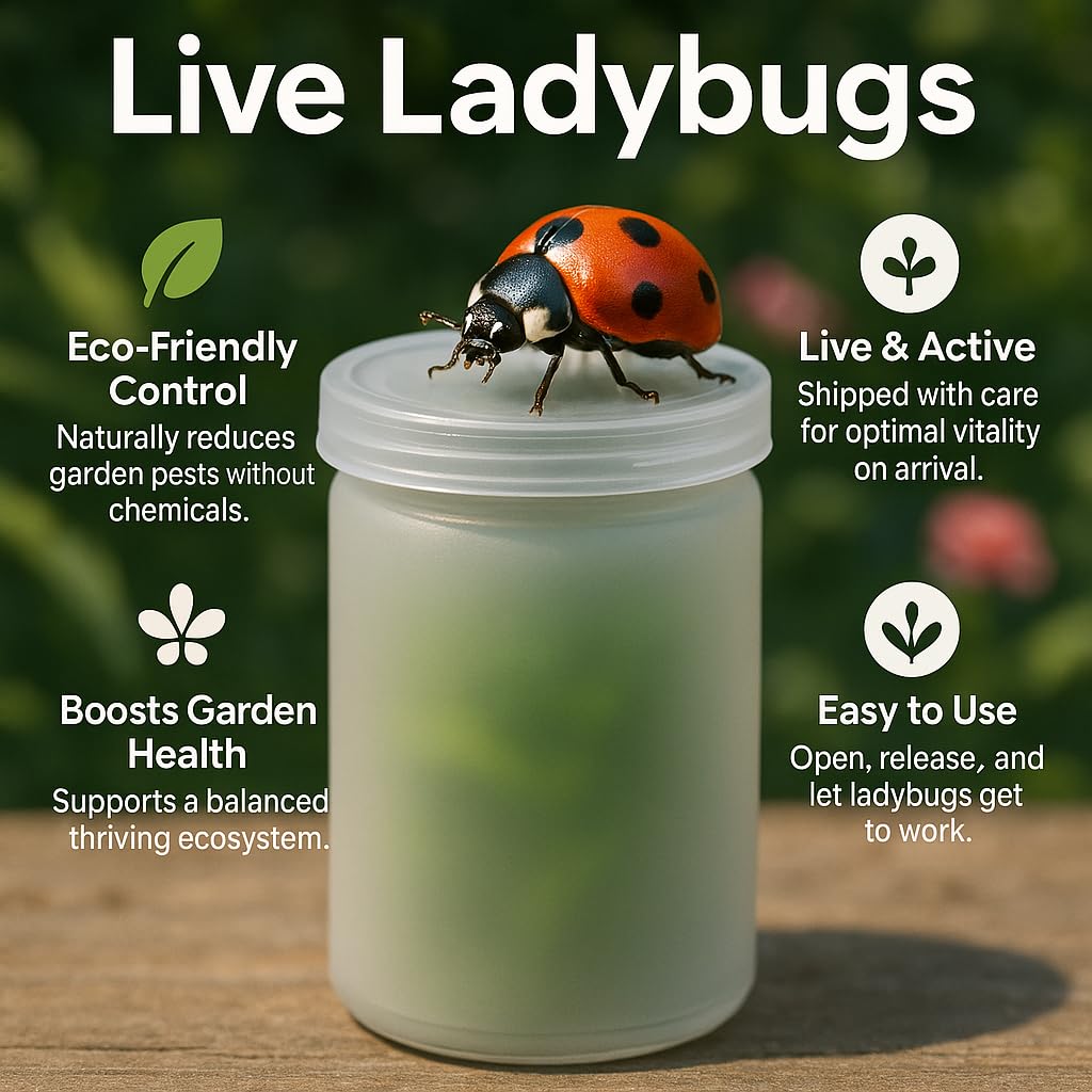 1500 Live Ladybugs - Hippodamia Convergens - Guaranteed Live Deliver - Plastic Container for Moth (1500)